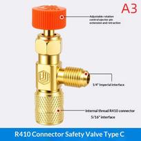 Universal Air Conditioning Charging Adapter 1/4'' Connector Works with R410 R22 Refrigerant Systems Hand Tool A3