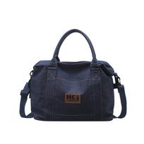 American tote bag women's street trend short-distance denim travel bag casual shoulder messenger sports fitness bag blue