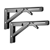 2 Pcs L Shape Folding Shelf Brackets Heavy Duty Collapsible Floating Shelves Stainless Steel Wall Mounted Support Rod Livingroom 8 inch