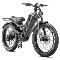 Romeo PRO Juodas/Žalias 1200W Variklio Galia 48V60AH Baterija 26 * 4.0 colių Padanga Ximano 7 pavarų Nykščio Akceleratorius su Posūkio Signalu Elektrinis Dviratis Black+Rear Rack