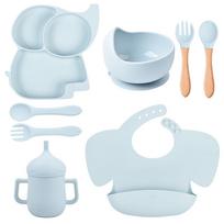 Silicone Elephant Baby Bibs: Splash-Proof, Super Soft-Infant Feeding Tray for Mess-Free Eating gray