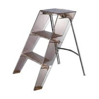 Three-Step Folding Ladder Non-Slip Foot Pads Stepladder Space-Saving gray