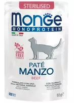 Monge Monoprotein Sterilised begrūdis konservuotas pašaras stertilizuotoms katėms su jautiena 85g
