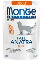 Monge Monoprotein Adult begrūdis konservuotas pašaras katėms su antiena 85g