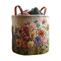 Multi Color Pattern Quilted Laundry Basket Folding Large Capacity Clothes Storage Bucket with Handle Space Saving gray