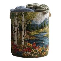 Multi Color Pattern Quilted Laundry Basket Folding Large Capacity Clothes Storage Bucket with Handle Space Saving