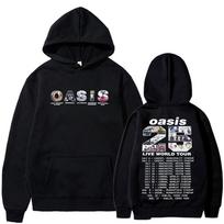 Rock Band O-Oasis Live 25 Tour Hoodies Men Women Clothing Hip Hop Oversized Hooded Sweatshirt Fashion High Quality Fleece Hoodie S black