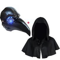 Pankų Varnos Kaukės Kostiumas Juoda Oda Overwatch Plague Doctor Cosplay Paukščių Kaukės Ilgas Nosies LED Akys Retro Roko Reaper Nevermore One Size black