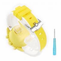 Swatch x OMEGA Exclusive Rubber Strap with Clicker Feature (Yellow & White/Sun) yellow