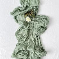 Stalo takelis Sage marlė sūrio audinys vestuvėms pusiau permatomas personalizuotas retro boho šventinis pietų stalas vintažinė stalo dekoracija dovana 90x400cm
