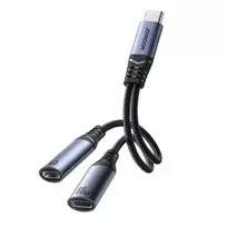 Joyroom SY-C03 Adapter DAC 2-in-1 Type-C to Type-C/ Type-C, 60W, 0.14m / Black