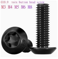 5~50 VNT. 10.9 klasės juodi Torx galvutės varžtai Šešiabriauniai apvalios galvutės varžtai M3 M4 M5 M6 M8 4-40mm m3x10 50pcs