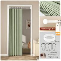 Stylish Elegant Folding Door Curtain No Punching Design Home Decor Privacy Better Space Partitioning For Kitchen Home Bedroom Green 2