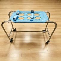 Folding Dog Grooming Table 6-Hole Pet Washing Station Cat Bathing Restraint Rack  Picking Ears With Wheels Blue white