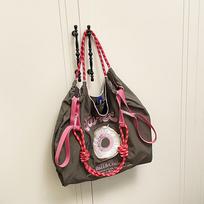 Japanese Style Donut Embroidery Nylon Tote Bag Eco-Friendly Shopping Bag Casual Shoulder Handbag black