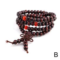6mm Natural Sandalwood Buddhist Buddha Meditation 108 Beads Wood Prayer Bead Mala Bracelet Women Men Jewelry black