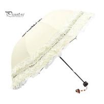 Small Foldable Umbrella Lace Folding Portable Sun Blocking UV Protection Windproof Parasol Lightweight Waterproof Travel Mini Rain Pocket