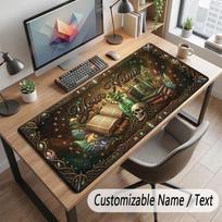 Fantasy Magic Theme Customized Mouse Pad Personalized Print Name Text Desk Mat For Home Office Table Decor 30cmx60cm gray