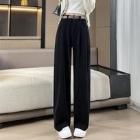 Women's Corduroy Wide Leg Pants Casual Loose Office Pants Large Size Pants Includes Belt 4XL gray
