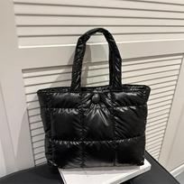 Fashion Solid Color Quilted Tote Bag Waterproof Lightweight Puffer Crossbody Bag Large Capacity Women Handbag