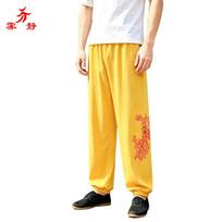 Kovos menų kelnės Vyrams Moterims Treniruočių Kung Fu Tai Chi Praktikos Laisvo kirpimo Kovinės aprangos XL geltona