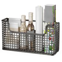 Punch Free Kitchen Cabinet Door Storage Iron Rack Wall Mounted Plastic Wrap Rack A2 gray