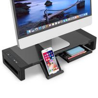 EAYHM Monitoriaus stovas, USB 2.03.0, Stalo stovas su USB TYPE-C įkrovimu, Kompiuterio stovas, Plieninė konstrukcija, 30 kg svorio talpa, Tinka nešiojamiesiems kompiuteriams, gray