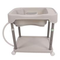 Hair Washing Basin Adjustable Height Portable Bedside Shampoo Bowl for Bedridden Pregnant Women Elderly Smoke Grey gray