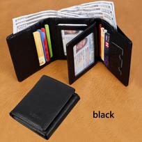 Men’s PU Leather 4 Folding Wallet Slim Vintage Wallet with Multiple Card Slots, ID Window, Cash Pocket, Compact Pocket Wallet juoda