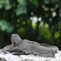 Statulėlė Medituojanti Figūrėlė Kinų Stiliaus Skulptūra Meditacija Nušvitimas Vitrininis Elementas Stalas gray