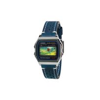 CASIO Custom Collection Kvarcinis Mechanizmas Odinis Dirželis Laikrodis Unisex Mėlynas Ciferblatas A158WA-1(Žiūrėti1100--) Rose Mirror