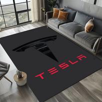 3D T-Tesla Automobilio Ženklas Kilimas Svetainės Miegamojo Namų Sofos Dekoravimui, Vaikų Žaidimų Neslystantis Grindų Kilimėlis Kalėdinė Dovana 70x100cm( 27x39in )