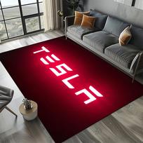3D T-Tesla Automobilio Ženklas Kilimas Svetainės Miegamojo Namų Sofos Dekoravimui, Vaikų Žaidimų Neslystantis Grindų Kilimėlis Kalėdinė Dovana 40x60cm( 15x23in )