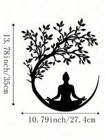 Zen Tree of Life & Meditating Buddha Metal Wall Art for Home, Office & Yoga Room (Multicolor,L)