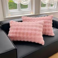 Be pagalvės šerdies – minkšti ir šilti žieminiai dirbtinio kailio pagalvių užvalkalai, puikiai tinkantys miegamajam, sofai ir namų dekoravimui 48*74cm1pc tamsiai rausva spalva