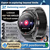 2025 Naujas GPS Išmanusis Laikrodis Vyrams Bluetooth Skambutis 100+Sportas GPS Sekimo Laikrodžiai Balso Asistentas Vandeniui Atsparus Išmanusis Laikrodis Android IOS Steel Belt juoda