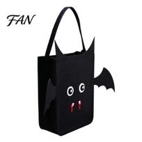 Felt Pumpkin Totes Halloween Candy Bag for Kids, Portable Bat Trick or Festival Party Supplies Treat Tote Bags, Reusable Thickened Goodie Gift Holders