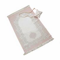 Jacquard Prayer Mat Easy to Store Folding Rug Lightweight for Muslims, rožinė