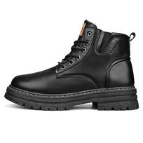 Karštas Išpardavimas Madingi Rudi Batai Vyrams Komfortiška Platforma Vyriški Darbiniai Batai Suvarstomi Odiniai Ankle Boots Laisvalaikio Vyriški Botas Masculino 39 black