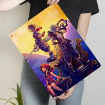 Kingdom Hearts veikėjai Metalinė sienos dailė Dekoratyvinis paveikslas svetainei, miegamajam, vaikų kambariui, žaidimų tema Kabinamas 20x30cm（7.8x11.8inch） yellow
