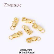 18K Gold Plated Oval Lobster Clasp with 2 Closed Ring Connectors,Bracelet Necklace Lock Findings For DIY Jewelry Making Supplies 10 Pieces beige
