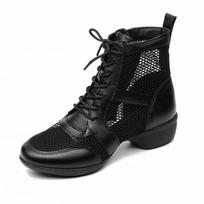Summer New Soft Bot mid Heel Dance oes Women's Square Dancing oes Jazz Dance Net Boot Sailor Sle Fem Footwear 40 black