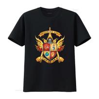 Wishbone Ash Coat of Arms Design Soft Cotton T Shirt for Men Rock Band Fans vintage Washed designer clothes streetwear homme L black