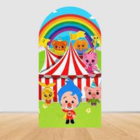 Animacinis Plims Vaivorykštės Cirko Arkos Fono Dangalas Elastingas Audinys Vaikų Gimtadienio Šventė Kūdikio Krikštynos Dekoravimo Reikmenys Rekvizitas 2.1x4.9ft (65x150cm)