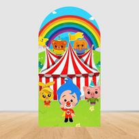Animacinis Plims Vaivorykštės Cirko Arkos Fono Dangalas Elastingas Audinys Vaikų Gimtadienio Šventė Kūdikio Krikštynos Dekoravimo Reikmenys Rekvizitas 1.6x3.9ft (50x120cm)