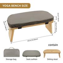 Portable Yoga Bench Folding Bamboo Kneeling Stool with Cotton Cushion Ergonomic Sitting Practice Prayer Bench Meditation Stool gray