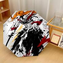 Bleach anime Windproof Auto 8 Rib Folding Umbrella Portable Outdoor Parasol Three-fold umbrella white