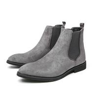 Prekės ženklo Chelsea batai Vyriški Suede Oda Padorūs Vyriški Lauko Kulkšnies Batai Originalūs Vyriški Pilki Laisvalaikio Britiško Stiliaus Žieminiai Pavasariniai Batai 40 gray