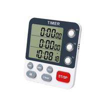 3 Channels Digital Kitchen Timer Count UP/Down Timer 3 Levels Volume Loud Alarm Digits Timer with Memory Function Bracket/Magnet3 3-channels timer black