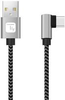Techly USB 2.0 Type-C kampuotas į Type-A laidas, 3A, 1 m, pintas